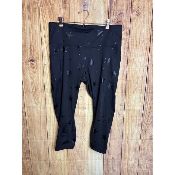 Yogalicious Lux Black Star Leggings Size 1X - Picture 1 of 6